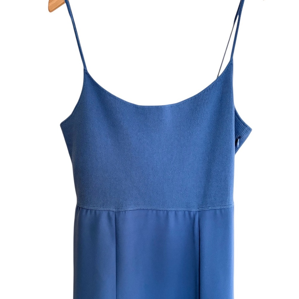 Theory Blue Flared Crepe Combo Slip Midi Dress Extra Large XL - Picture 2 of 3